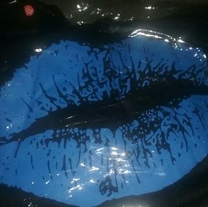 Xl blue lips off shoulder sweatshirt